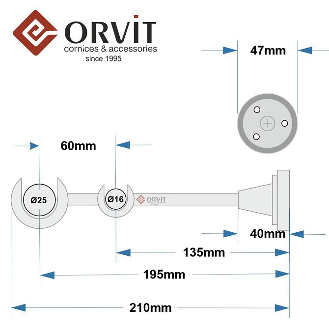 Тримач Orvit ВІДКРИТИЙ дворядний до стіни 25\16 мм ЗОЛОТО Львів - фото 2