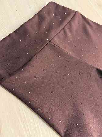 Лосины женские Cio 128 с россыпью камней бифлекс широкий пояс коричневые, коричневый, L Киев