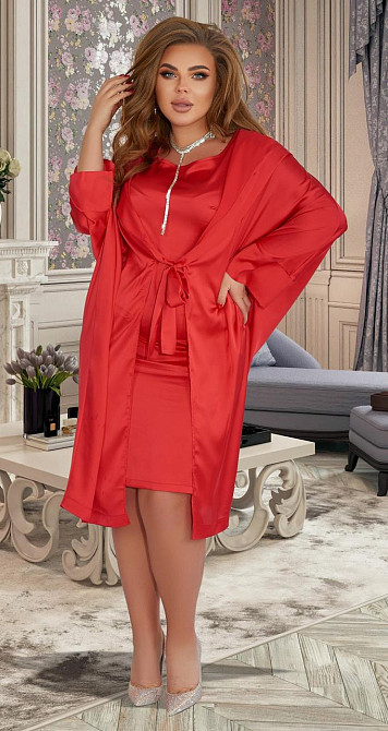 Ошатний червоний костюм великого розміру (50) Київ - фото 1