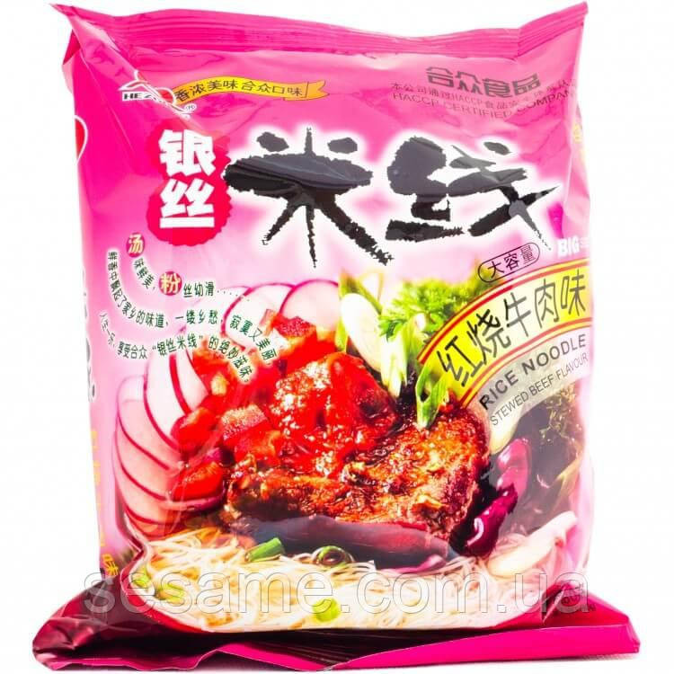 Рисова вермішель швидкого приготування зі смаком яловичини Hezhong 105г Харків - фото 1