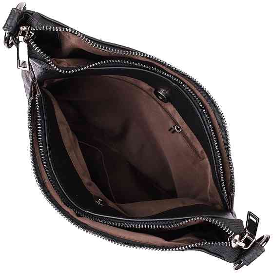 Жіноча сумка з двома ремінцями з натуральної шкіри Vintage 23053 Чорний Київ