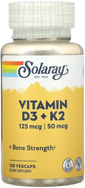 Витамины Д3 и К2 Solaray Vitamin D-3 + K-2 120 капс Киев - изображение 1