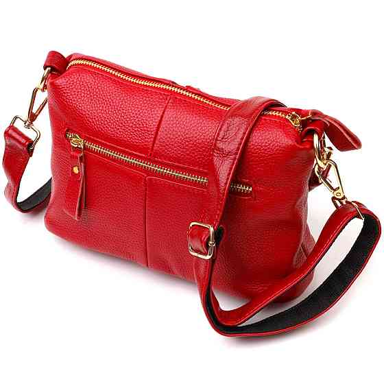 Жіноча яскрава сумка через плече з натуральної шкіри Червона (Vintage) Київ