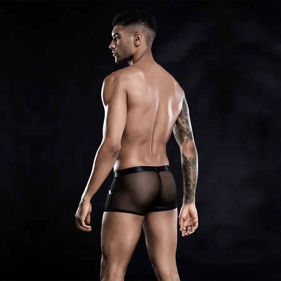 Чоловічі еротичні сітчасті труси з ременями, One Size Black Львів - фото 2