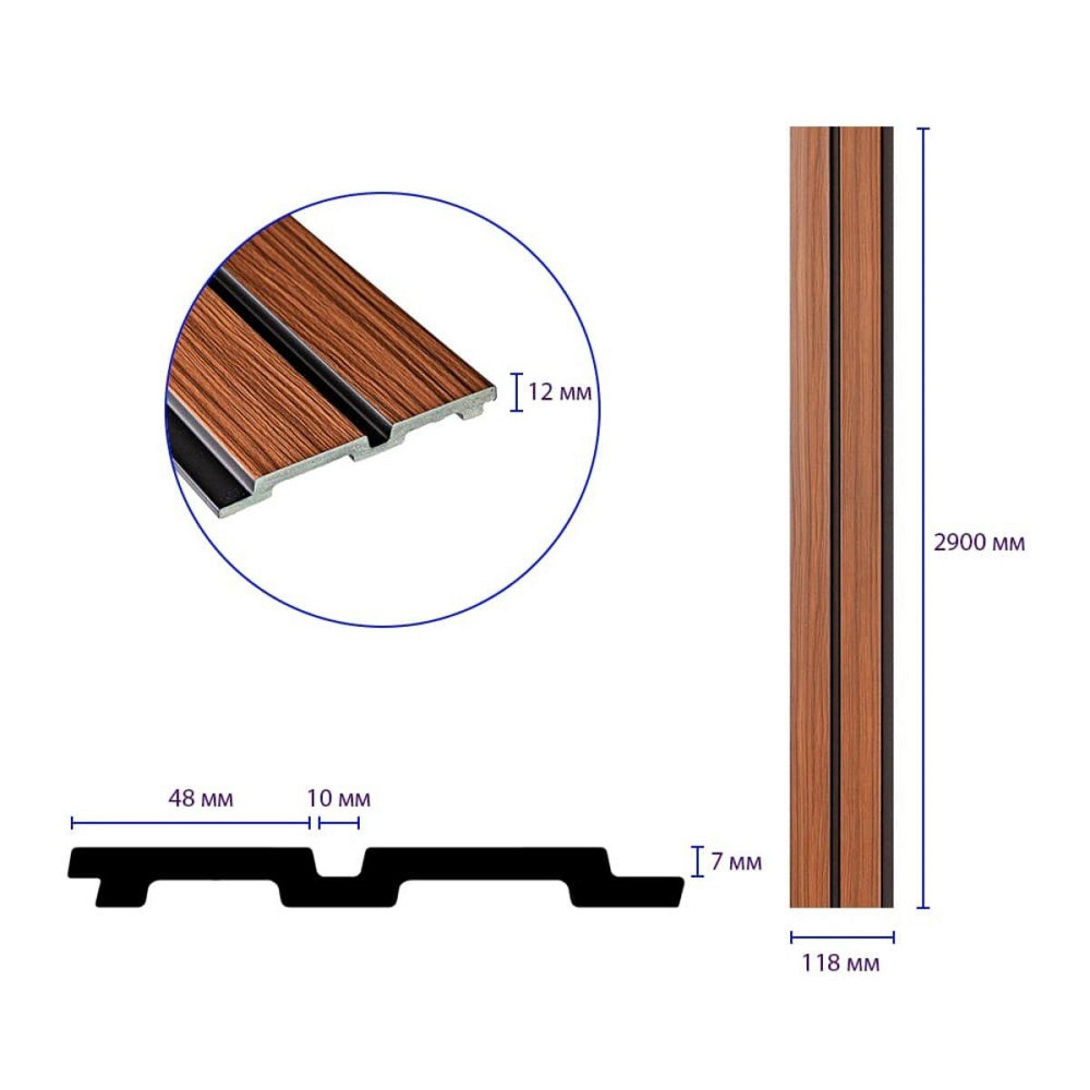 Рейка декоративная PS 2900х115х12мм Темный дуб SW-00001746 Днепр - изображение 9