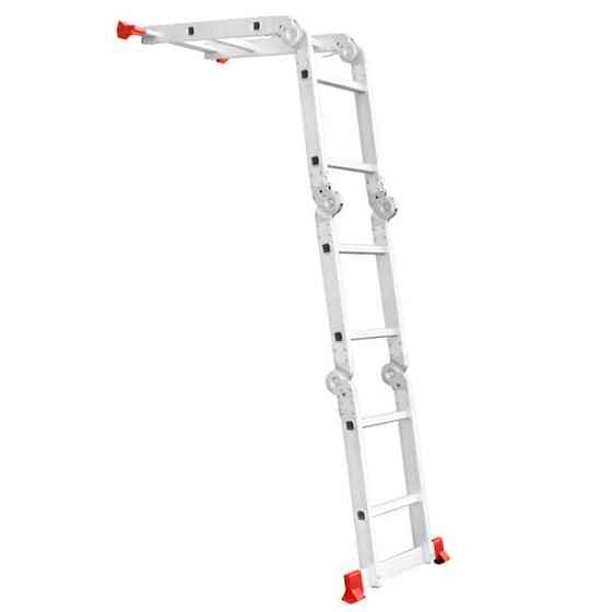 Драбина алюмінієва багатофункціональна трансформер, 4×2 сходинки, 2,38 м, 150 кг INTERTOOL LT-0028 Київ