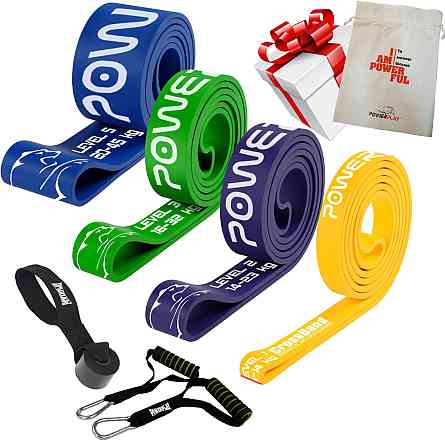 Еспандер-петля (гумові петлі) PowerPlay PP_0025 набір 4шт. опір 5-45кг. (сумарно 114кг.) + ручки та якір Кам'янське