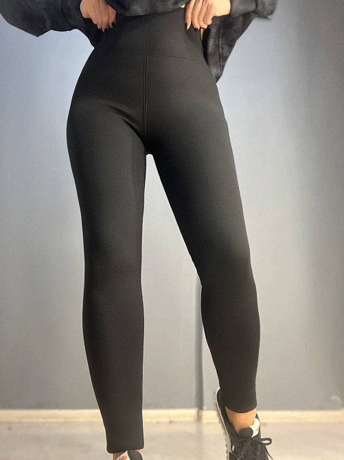 Лосини жіночі Ластівка 750 широкий пояс утягуючі дайвінг утеплені на хутрі чорні, чорний, 4XL Київ - фото 11