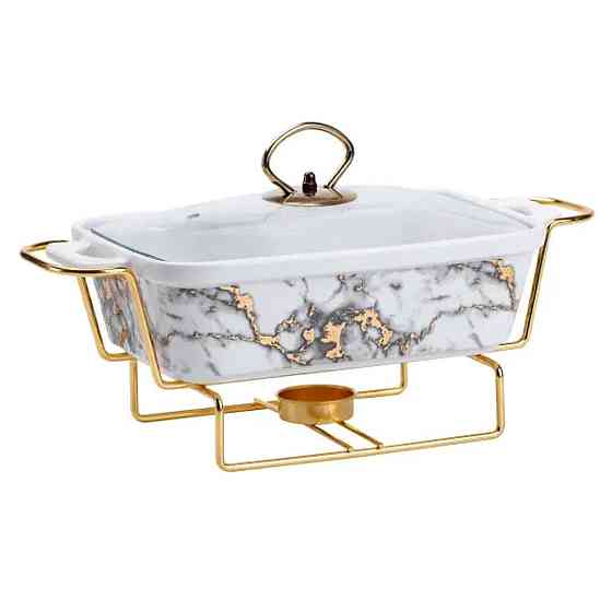 Марміт порцелянаовий 1 л зі скляною крішкою та підставкою з підігрівом HP1031 Київ