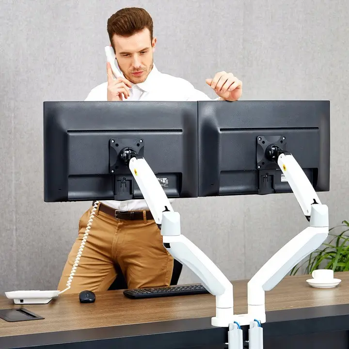 Кронштейн настільний білий north bayou F195A для двох моніторів 22