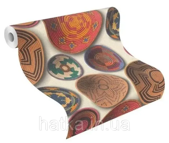 Шпалери вінілові на флізеліні Rasch Clasik 0,53х10 геометрія кола під тарілку яскраві кольори Київ