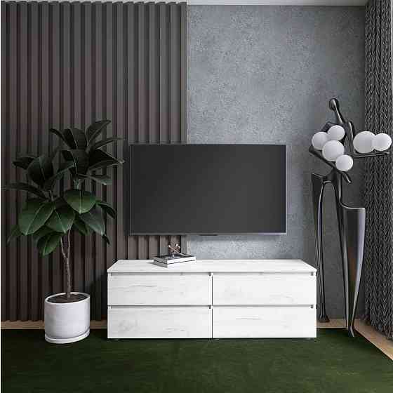 Тумба под телевизор Эверест ЛТВ-1400 Лайт 140х38х49 см Дуб Крафт белый (DTM-071082) Львов