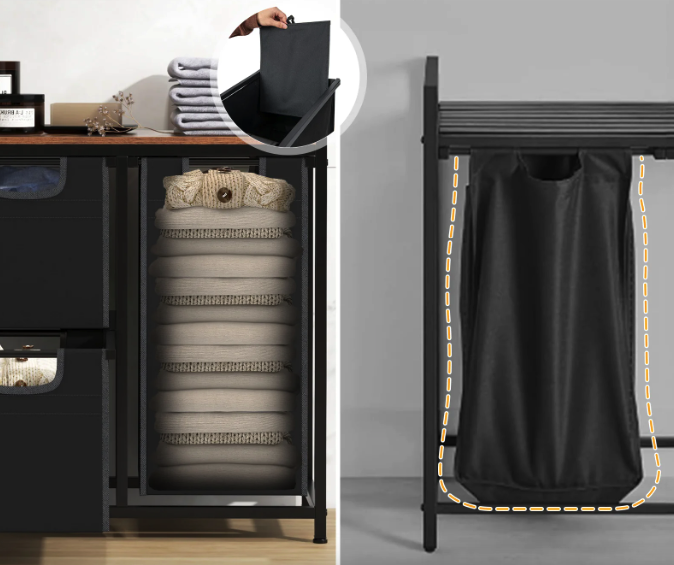 Кошик для білизни Costway Nordi 58 л в стилі Loft чорний Киев - изображение 8