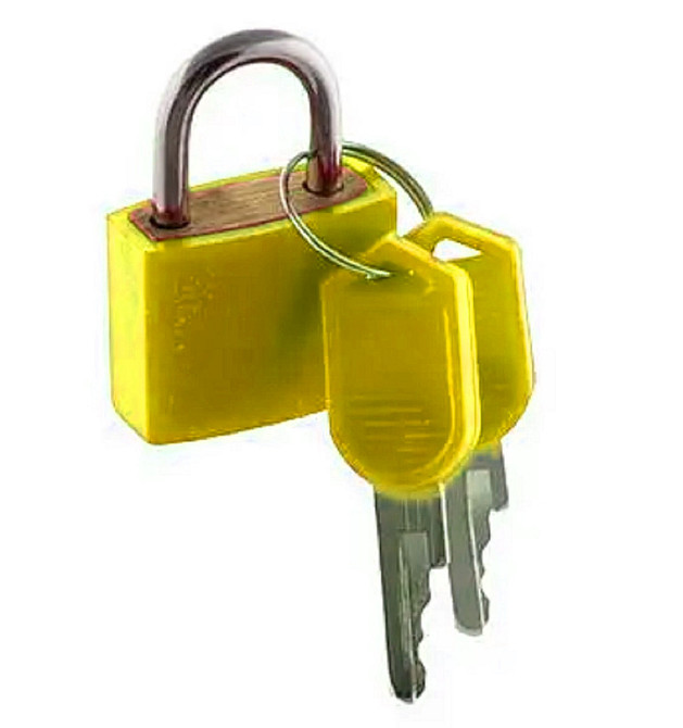 Замок навісний 20 мм з ключем жовтий Київ - фото 1