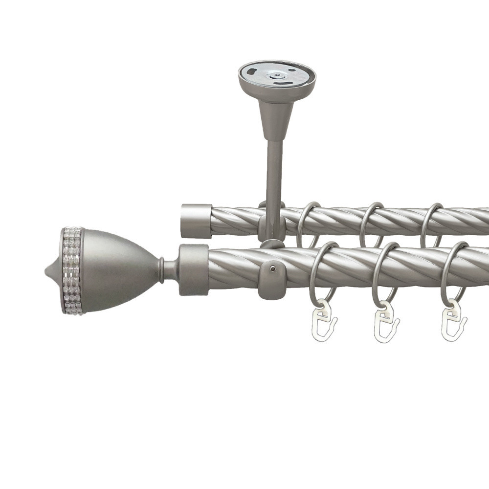 Карниз Orvit Етернія металевий дворядний відкритий до стелі скручена труба кільце металеве Сатин 25\19 мм 300 см (00-00024655) Львів - фото 1