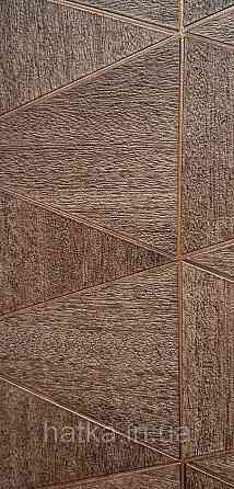 Шпалери вінілові на флізеліні Marburg Travertino 1.06х10 фігури трикутники смуги темно-коричневі бронзи 3д Київ