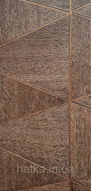 Шпалери вінілові на флізеліні Marburg Travertino 1.06х10 фігури трикутники смуги темно-коричневі бронзи 3д Київ - фото 3