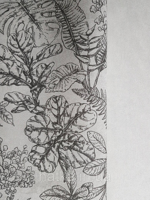 Шпалери флізелінові eco Decoprint Essentials EE22547 різні тропічні листя чорні на білому Київ - фото 1