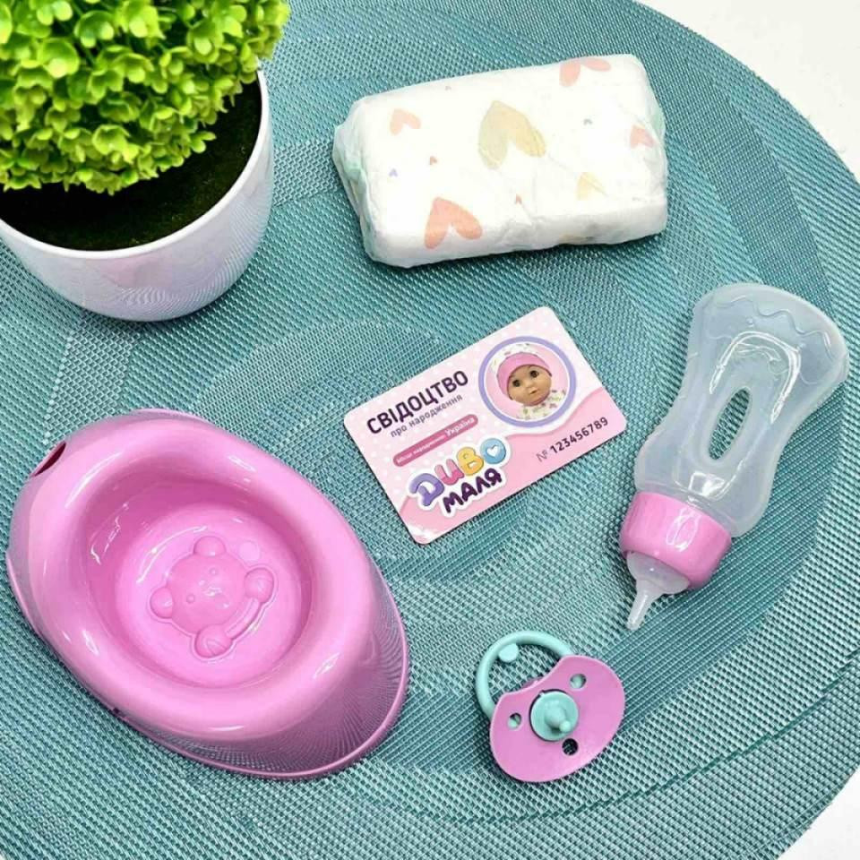 Пупс функціональний п'є-писає в комплекті горщик пляшечка соска підгузник 30 см з аксесуарами Вид 1 (YL2430L-S-DM-UA) Чернигов - изображение 9