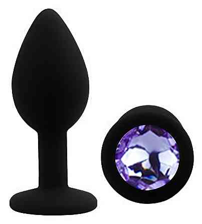 Силіконова анальна пробка EGZO - Silicone Black Round Plug Amethyst, size S Sex Aura Київ
