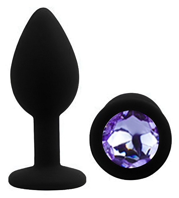 Силіконова анальна пробка EGZO - Silicone Black Round Plug Amethyst, size S Sex Aura Київ - фото 2