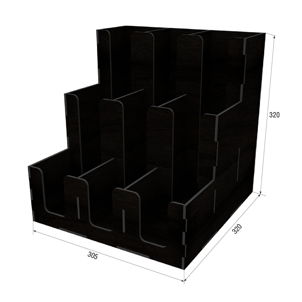 Органайзер EKOSTAR деревянный для стаканов чёрный 320х320х305 Киев - изображение 3