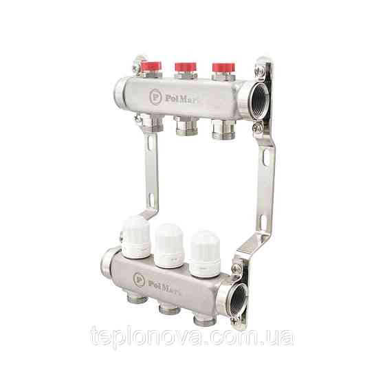 Коллектор нержавейка на 3 пары выходов  