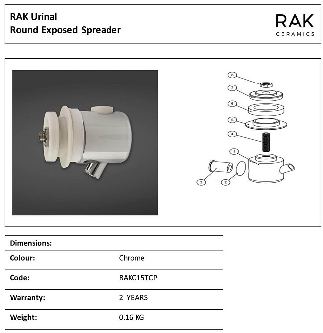 Пісуар RAK Ceramics Jazira Urinal Bowl (RAK0056) Білий Вінниця - фото 7