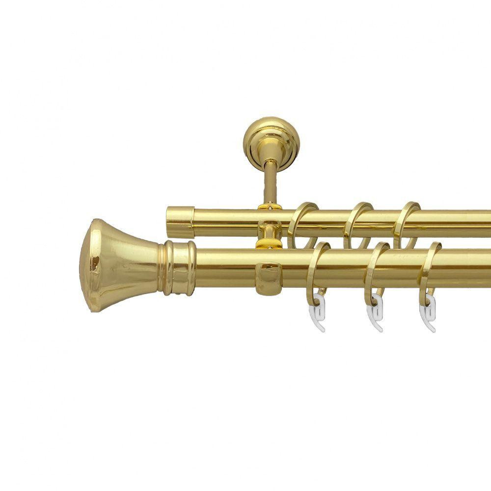 Карниз Orvit Люксор металевий дворядний відкритий гладка труба кільце фасонне металеве  Золото 25\19 мм 160 см Львов - изображение 1