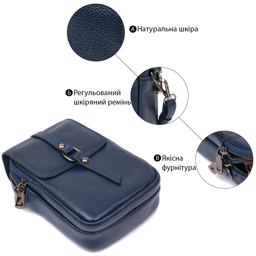 Сумка мужская из кожи Vintage 20694 Синий Киев - изображение 4