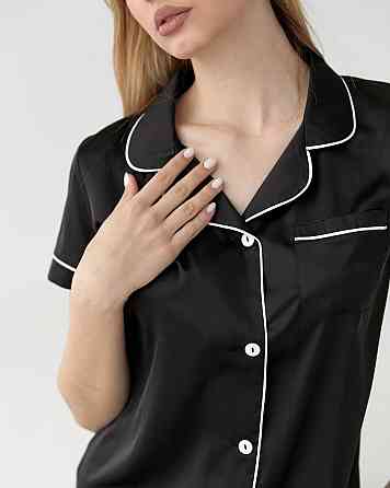 Шовкова піжама з шортами і сорочкою Чорний XL Харків