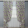 Комплект штор VR-Textil Льон Прованс 200х270 2шт і Тюль 600х270 2079ш-115т Сірий з фіолетовим та білим 71-214/7