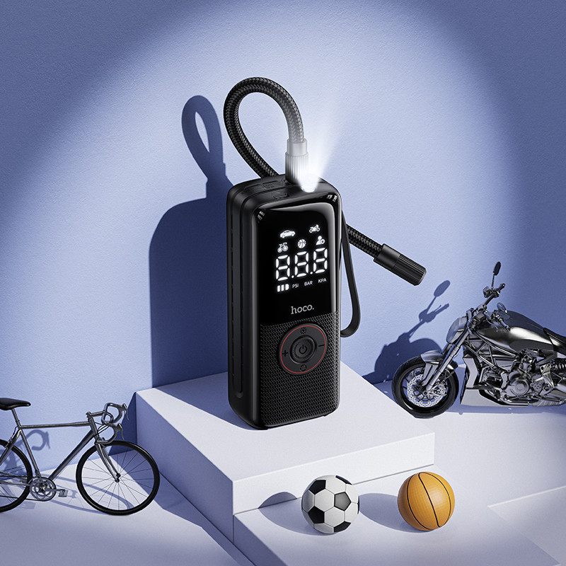 Автомобільний насос HOCO ZP18 Enlighten portable smart air pump Black Одеса - фото 9