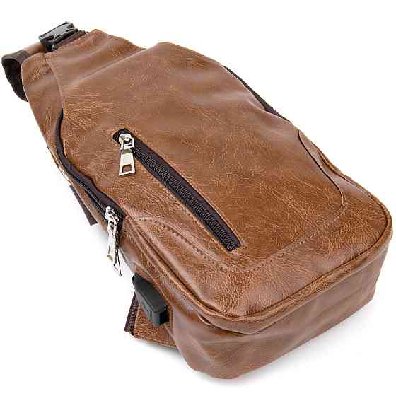 Сумка через плечо на два отделения кожзам Vintage 20561 Светло-коричневая Киев