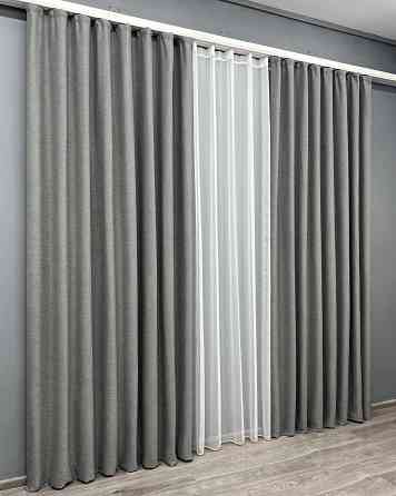 Комплект штор VR-Textil TWEED_V 150х270 2шт и Тюль 600х270 1918ш-1153т Серый с белым 71-148/5 Киев