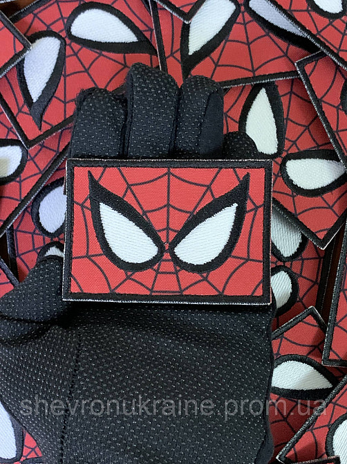 Печатный шеврон что светиться ЧЕЛОВЕК ПАУК (Форма щит. На липучке) Размер 5.5x8см Киев - изображение 6