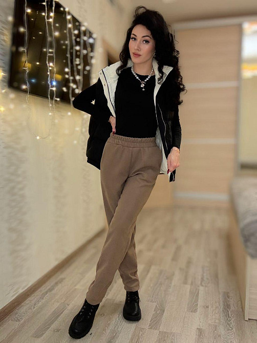 Женские утепленные брюки мом из вельвета на плотном флисе Мокко, 42/44 Одесса - изображение 5