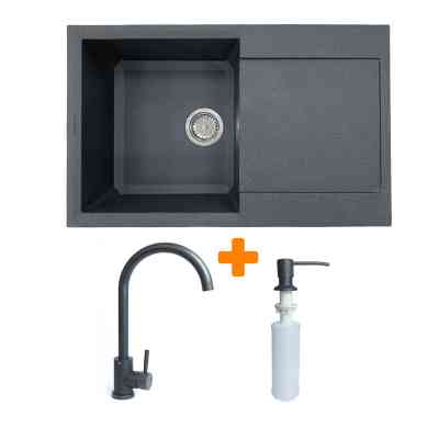 Мойка кухонная Adamant Horizon графіт + змішувач + дозатор (182496901513) Винница