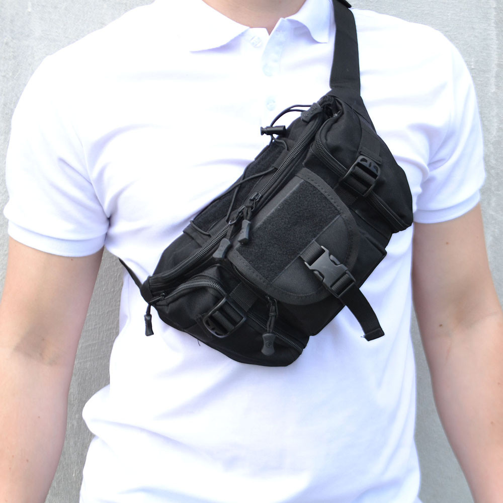 Чорна сумка чоловіча тактична нагрудна, Нагрудна чоловіча сумка тактична чорна ЗСУ EZ-28 Львів - фото 12