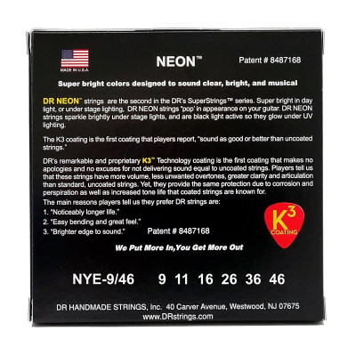 Струни для гітари DR Strings NEON Yellow Electric - Light Heavy (09-46) (NYE-9/46) Вінниця - фото 3