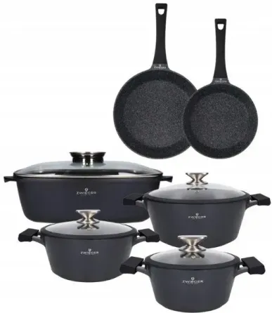 Zwieger Black Stone Комплект 3 Garnków + Кришки Сковорідки 20/28cm Жаровня (ZWBS39) Киев