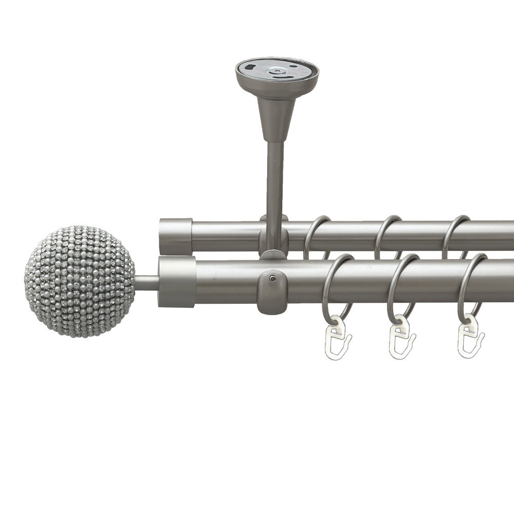 Карниз Orvit Карера металевий дворядний відкритий до стелі гладка труба кільце металеве Сатин 25\19 мм 300 см (00-00023903) Львів - фото 1
