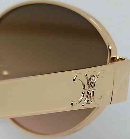 Брендовые женские очки овальные серо коричневый градиент в зол металле. Киев