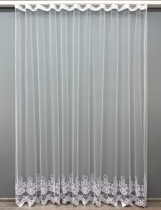 Тюль VR-Textil 1821т Фатин с вышивкой Белый 300х270 см (42-0804) Киев - изображение 2