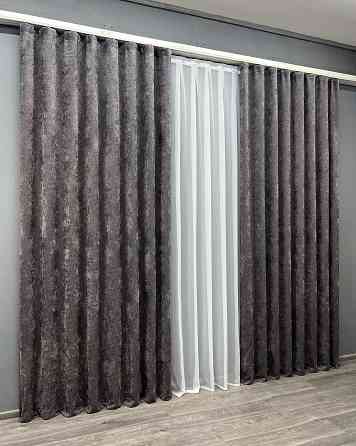 Комплект готових штор VR-Textil Шеніл преміум VELMIRA Rich № 1928ш Сіро-коричневий 150х290 см 2 шт (33-0994) Київ