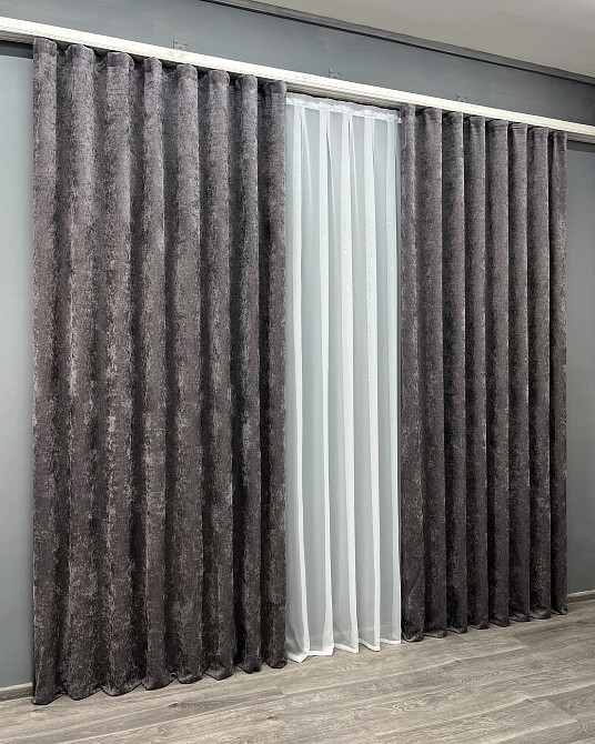Комплект готових штор VR-Textil Шеніл преміум VELMIRA Rich № 1928ш Сіро-коричневий 150х290 см 2 шт (33-0994) Київ - фото 4