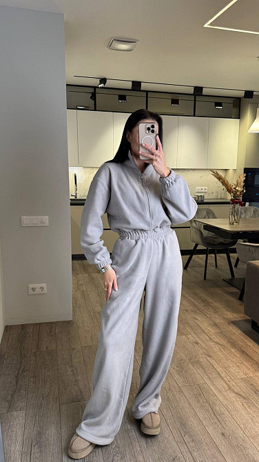 Жіночий повсякденний теплий комбінезон із флісу Сірий Одеса - фото 2