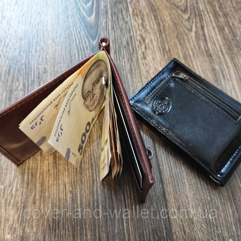 Затискач для купюр з прозорим вікном на магнітах (коричневий) Київ - фото 6