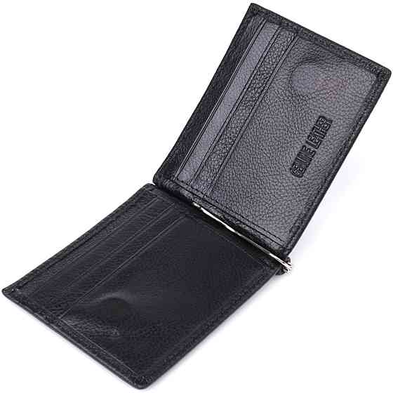 Мужской кошелек с металлическим зажимом из натуральной кожи ST Leather 23092 Черный Киев