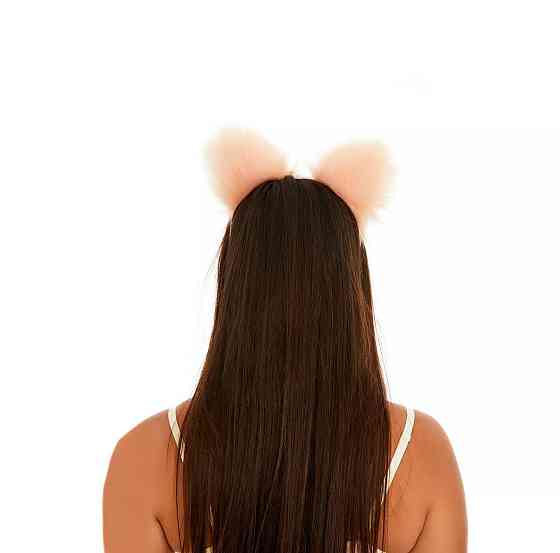Меховые ушки кошки с бантиком, Персиковые с белым OKOVA Sex Aura Киев